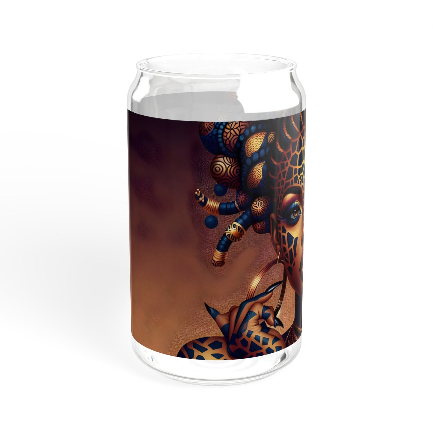 Sipper Glass - Black Girl Art - Velvet's View - Regal Radiance Collection - 16oz