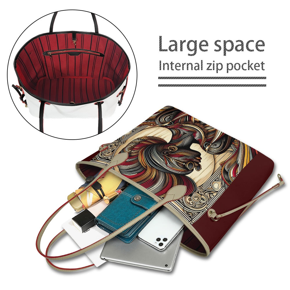 Rhythmic Radiance: Afrocentric Artistry for Fashion Accessories - Women PU Leather Handbags - #2014