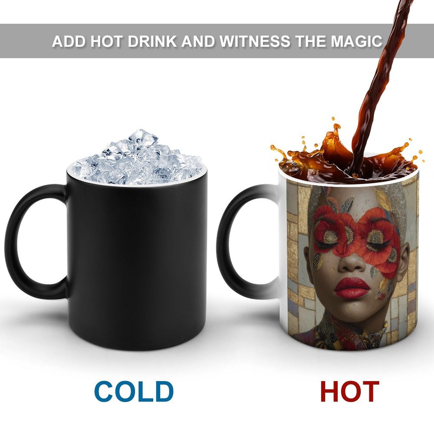 The Gilded Bloom Collection – Red Poppy Portrait Series (Coffee Mugs) by Velvet's View - Discoloration Mug Discoloration Mug - B47009