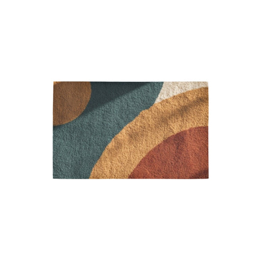 Retro Floral Bathroom Decor Set | Boho Abstract Shower Curtain, Towels & Wall Art | Mid Century Modern Bath Mat | Earth Tone Bathroom Collection - Bath Rug 20''x 32''