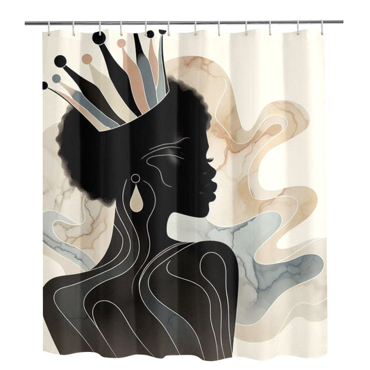 Afro Royalty Shower Curtain Collection – Black Queen Silhouette Art for Bathroom Décor - 308395431