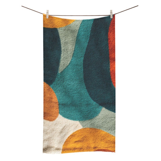 Retro Floral Bathroom Decor Set | Boho Abstract Shower Curtain, Towels & Wall Art | Mid Century Modern Bath Mat | Earth Tone Bathroom Collection - Bath Towel 30"x56"
