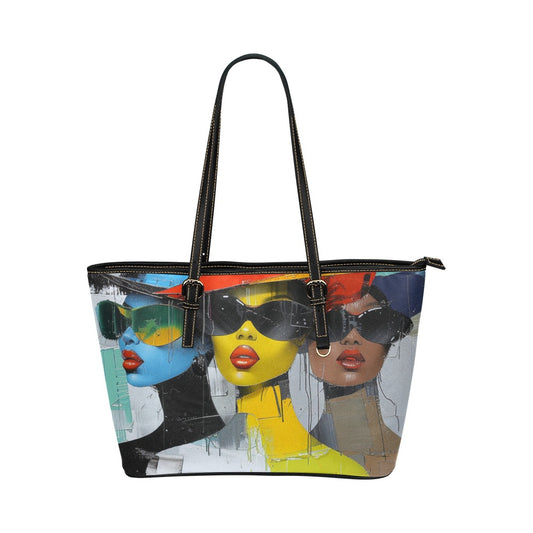 Fashion Queens: A Digital Art Collection - Leather Tote Bag/Large (Model 1651) - #2011