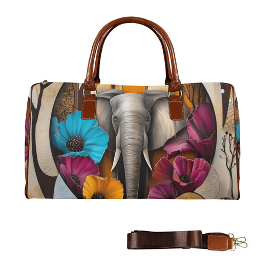 Elephant & Blooms: The Royal Garden Handbag Series - Large Capacity Travel Bag-Large - 362588