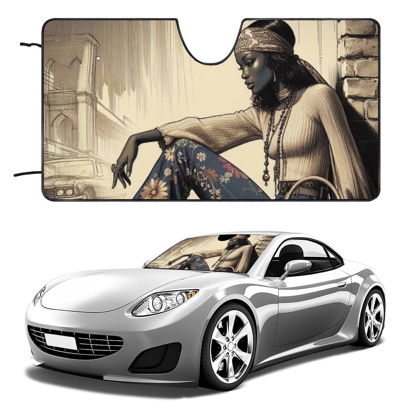 Retro Groove: Vintage Vibes and Bohemian Dreams - Car Cool with Sun Shades