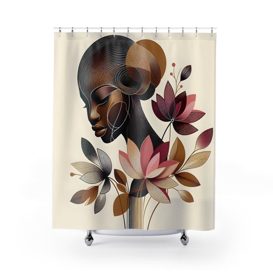 Shower Curtains - Black Girl Art - Velvet's View - Floral Whispers 4018