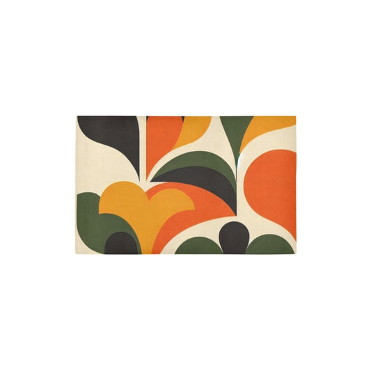 Retro Floral Bathroom Decor Set | Boho Abstract Shower Curtain, Towels & Wall Art | Mid Century Modern Bath Mat | Earth Tone Bathroom Collection - Bath Rug 20''x 32''