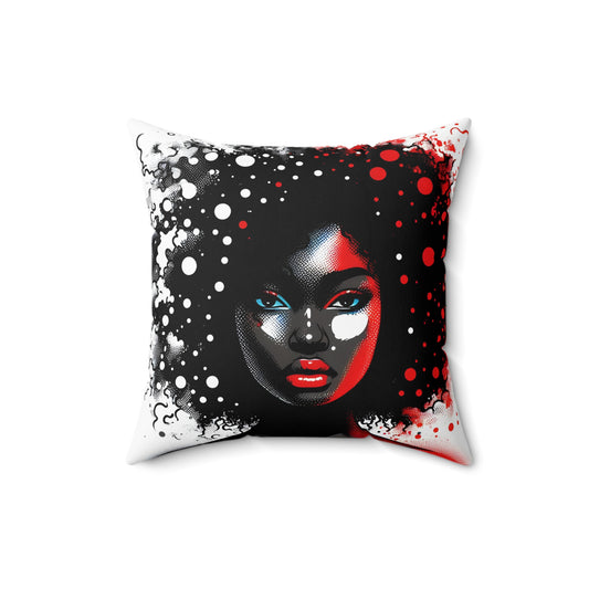 Spun Polyester Square Pillow   - Black Girl Art - Velvet's View - Vibrant Visions Collection