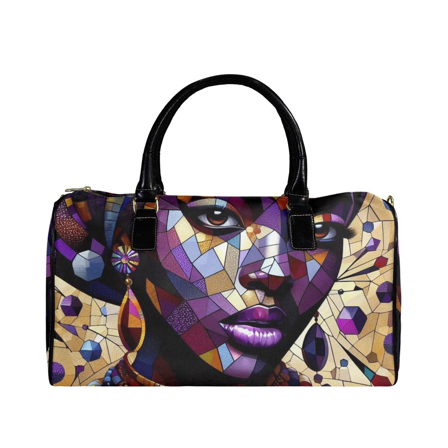 Mosaic Majesty: A Fusion of Tradition and Modernity - #2022 Large Capacity Travel Bag-Small (Black Short Patch) (1737)