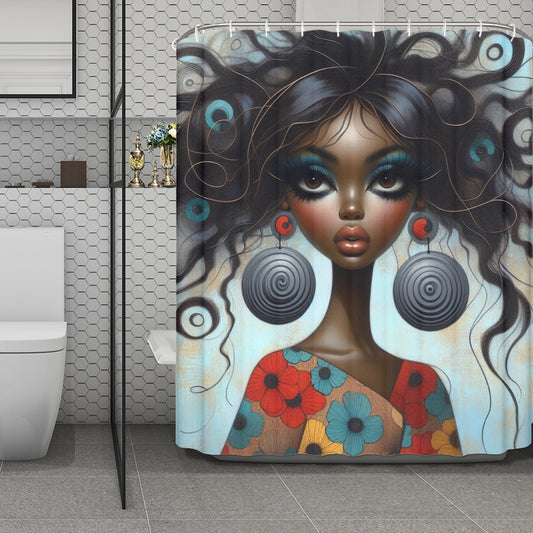 Bold & Beautiful: Afrocentric Digital Art Collection  - Shower Curtain(180*180cm) - #2011