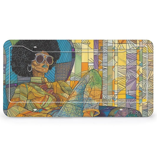 License Plate (4 Round Holes) License Plate  - Velvet's View - Colorful Rhythms - The Afrocentric Expression Collection