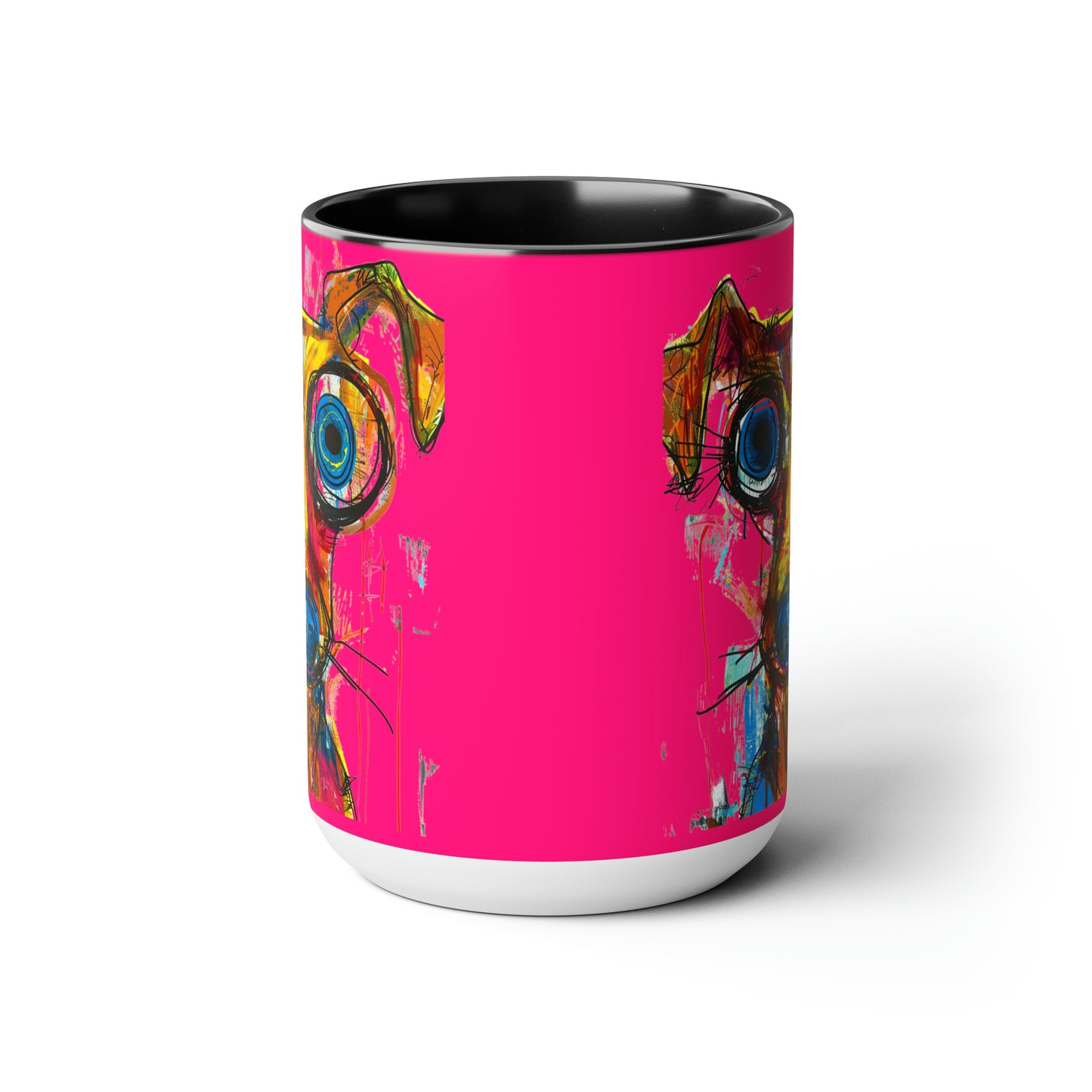 Funny Dog Two-Tone Coffee Mugs, 15oz