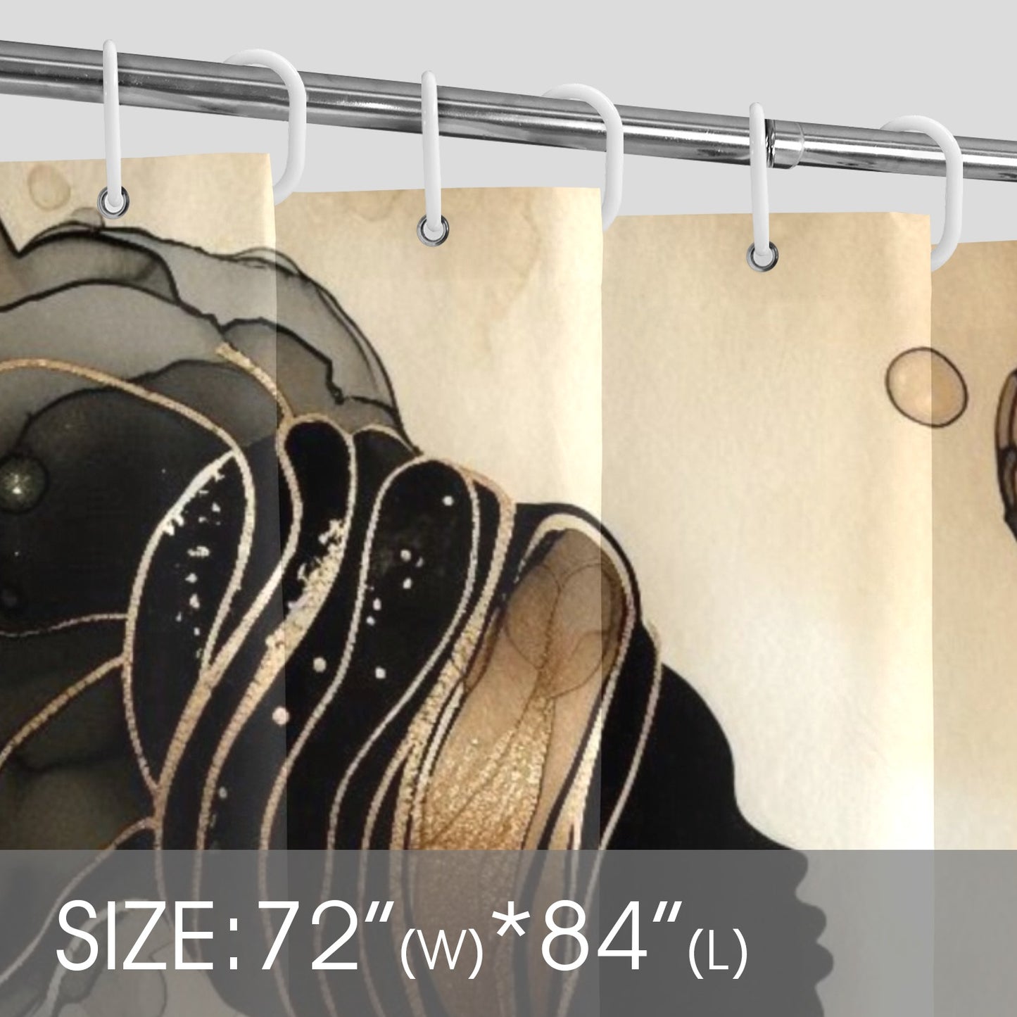 Golden Grace: Afro Silhouette Shower Curtain Collection – Luxury Black Woman Art for Modern Bathrooms - 26234410