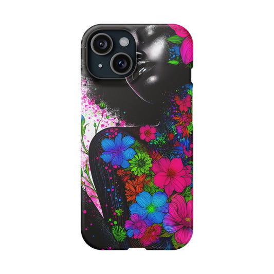Slim Phone Cases - Black Girl Art - Velvet's View - Floral Fusion - The Essence of Nature and Beauty
