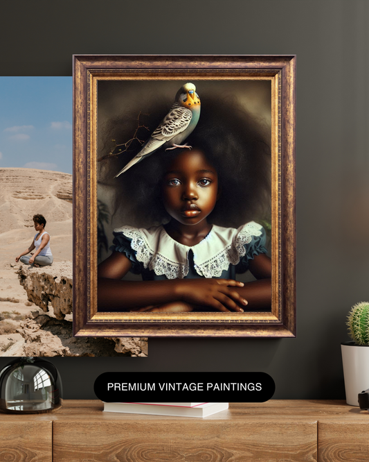 Black Girl Art - Kid's Digital Art - Velvet's View - A Little Girl and Her Bird 536