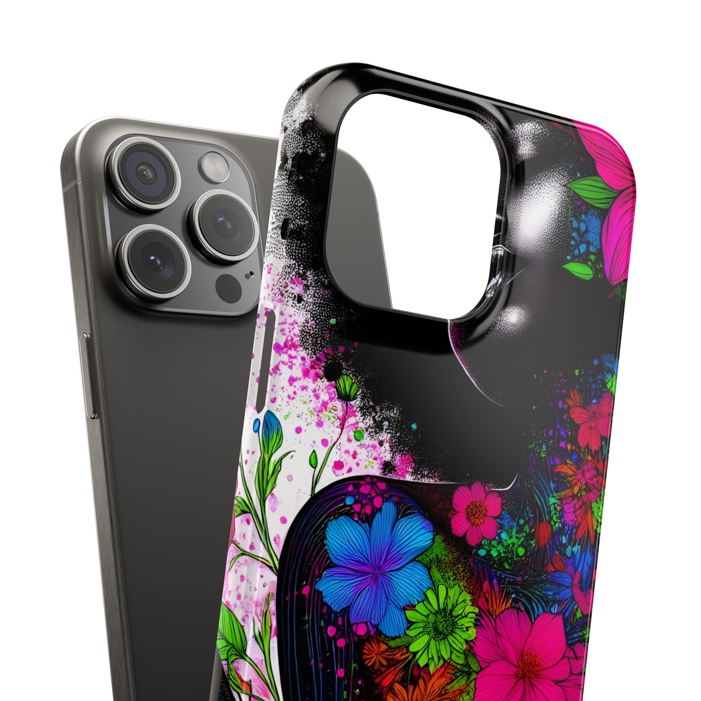 Slim Phone Cases - Black Girl Art - Velvet's View - Floral Fusion - The Essence of Nature and Beauty