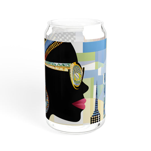 Sipper Glass - Black Girl Art - Velvet's View - Vibrant Visions - The Bohemian Collection - 16oz