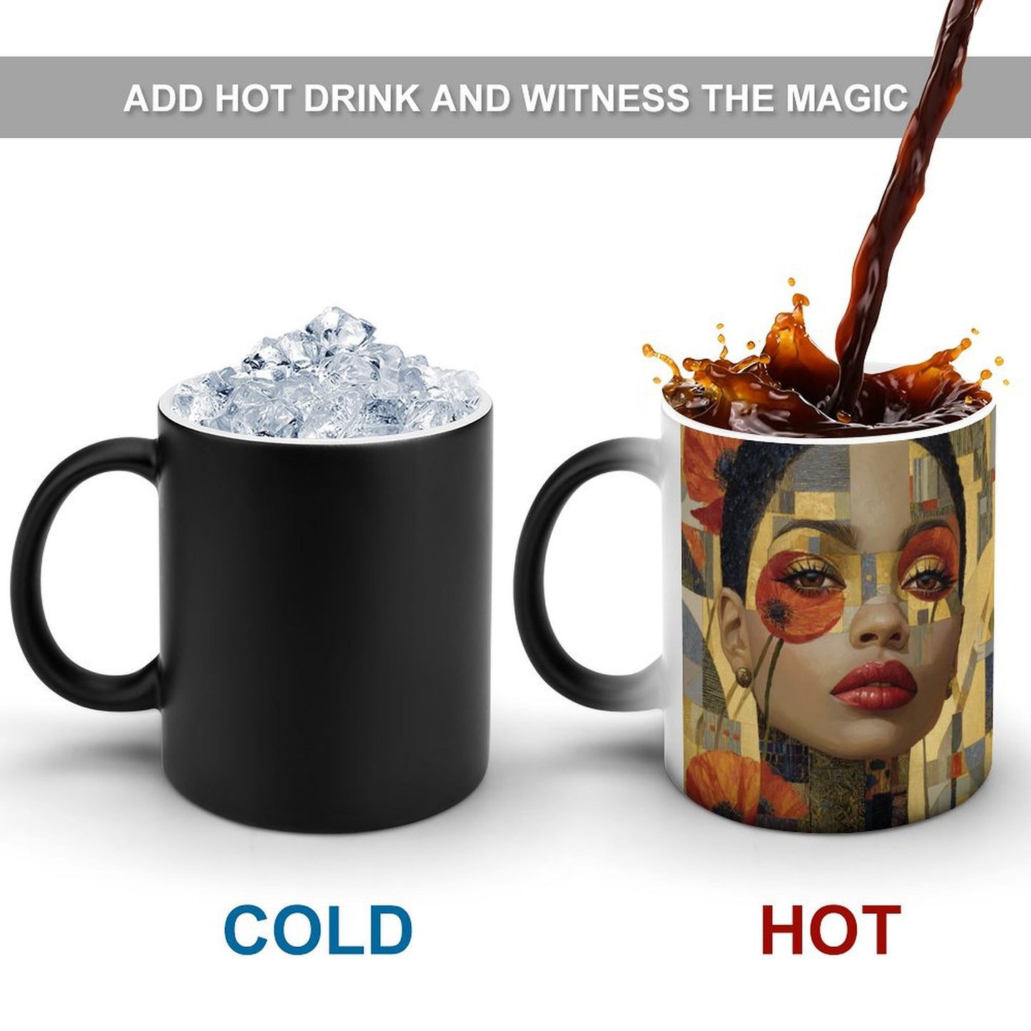 The Gilded Bloom Collection – Red Poppy Portrait Series (Coffee Mugs) by Velvet's View - Discoloration Mug Discoloration Mug - B47951