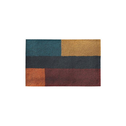 Retro Floral Bathroom Decor Set | Boho Abstract Shower Curtain, Towels & Wall Art | Mid Century Modern Bath Mat | Earth Tone Bathroom Collection - Bath Rug 20''x 32''