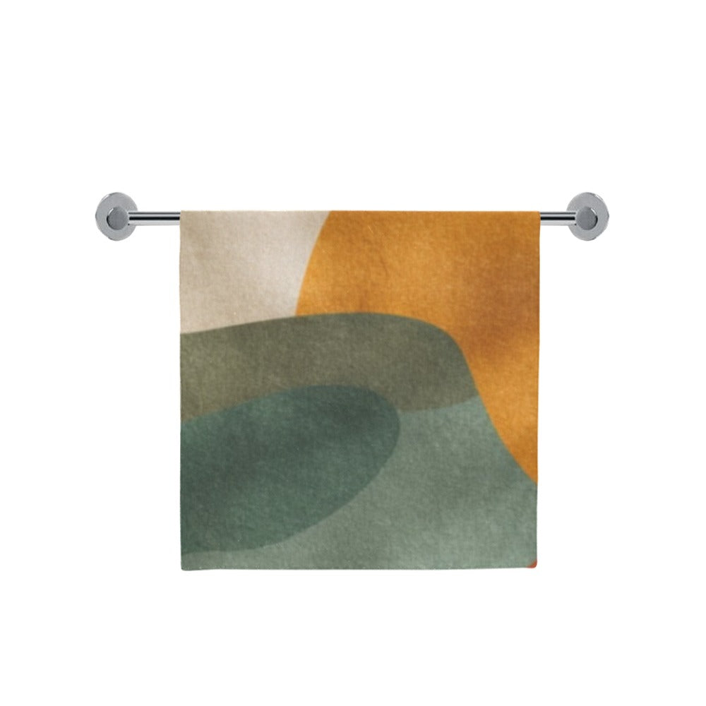 Retro Floral Bathroom Decor Set | Boho Abstract Shower Curtain, Towels & Wall Art | Mid Century Modern Bath Mat | Earth Tone Bathroom Collection - Bath Towel 30"x56" - P632581