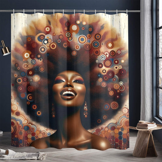 Shower Curtain - Black Girl Art - Velvet's View - Afro Radiance - A Celebration of Color and Culture -72"x84" 993
