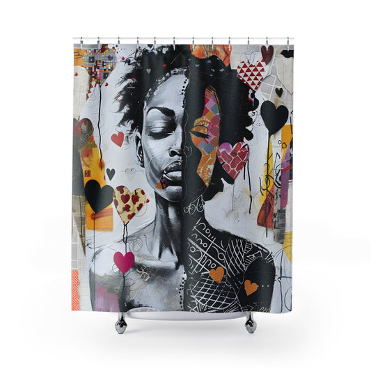 Shower Curtain  - Black Girl Art - Velvet's View - Heartfelt Reflections Collection -- #2021