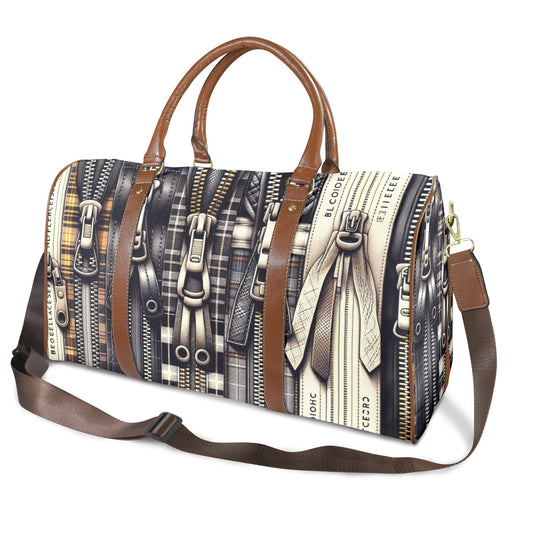 Large Capacity Travel Bag - Large - Velvet's View - Zipper Symphony Collection - (Brown Long Patch) (1736)