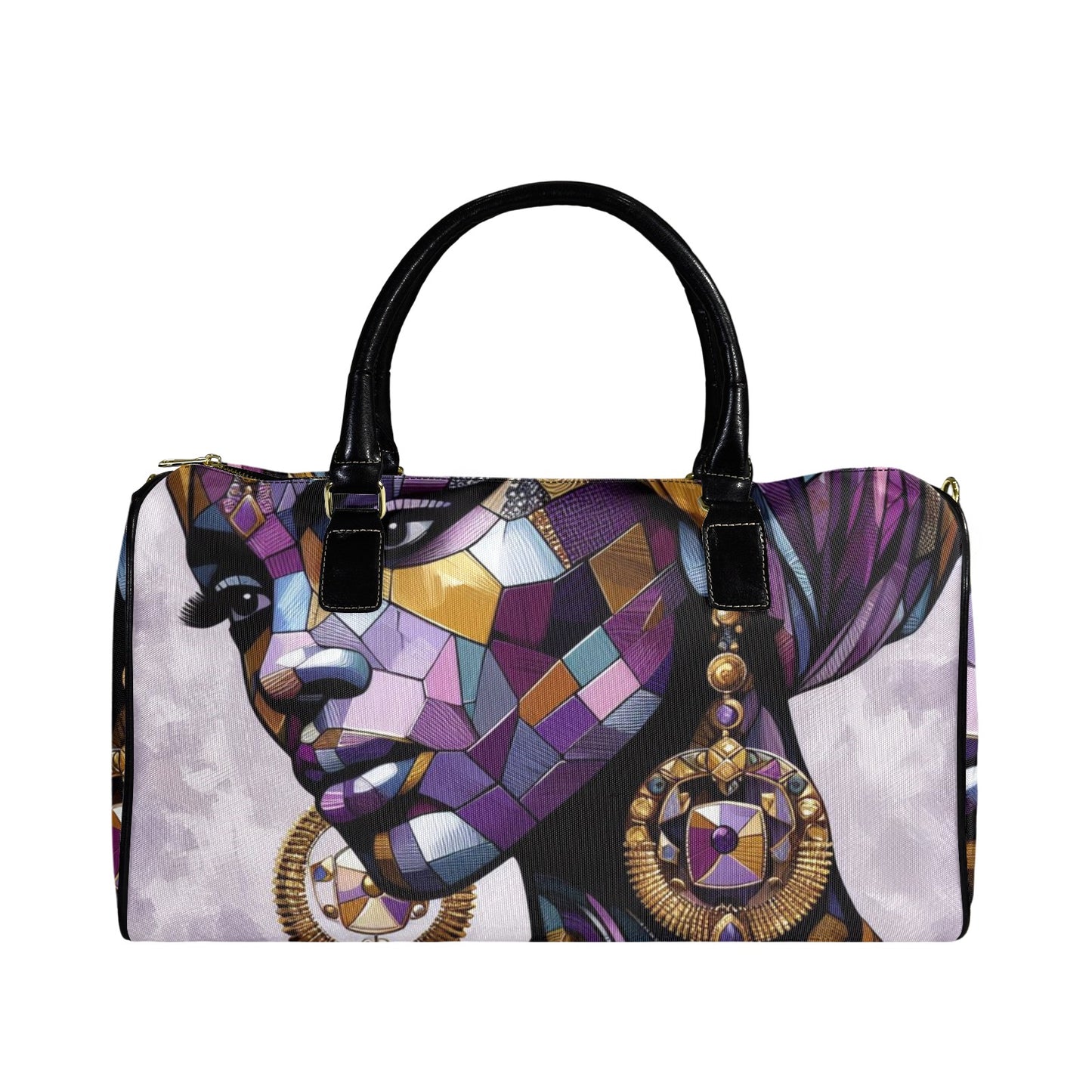 Mosaic Majesty: A Fusion of Tradition and Modernity - #2021 Large Capacity Travel Bag-Small (Black Short Patch) (1737)