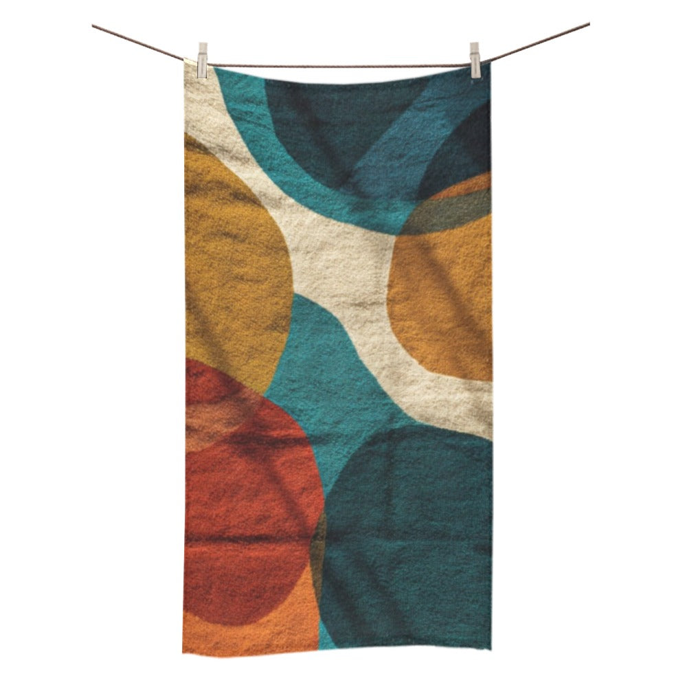 Retro Floral Bathroom Decor Set | Boho Abstract Shower Curtain, Towels & Wall Art | Mid Century Modern Bath Mat | Earth Tone Bathroom Collection - Square Towel 13“x13”