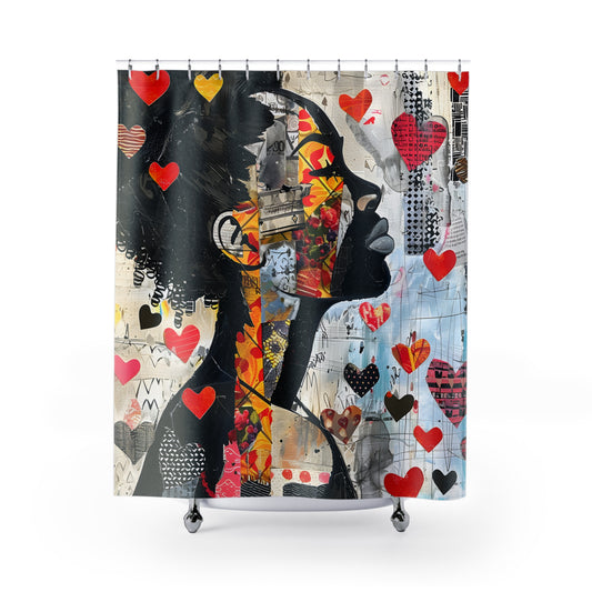 Shower Curtain  - Black Girl Art - Velvet's View - Heartfelt Reflections Collection -- #2022