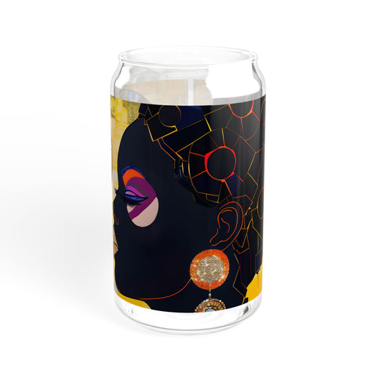 Sipper Glass - Black Girl Art - Velvet's View - Vibrant Visions - The Bohemian Collection - 16oz