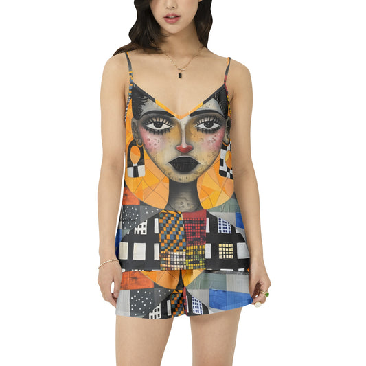 Cosmic Expressions: A Fusion of Art and Style - Cami Top and Short Pajama Set - #2012