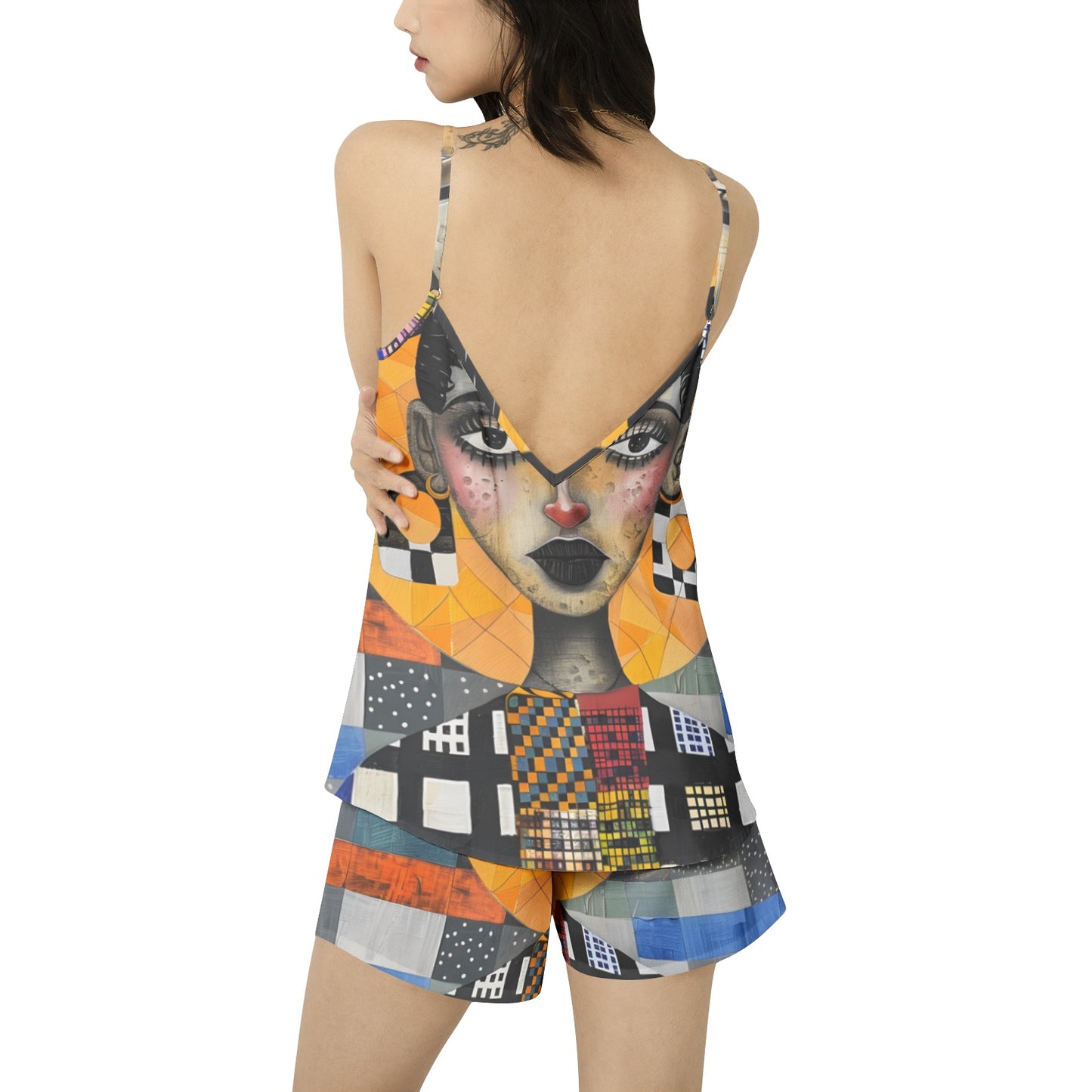 Cosmic Expressions: A Fusion of Art and Style - Cami Top and Short Pajama Set - #2012