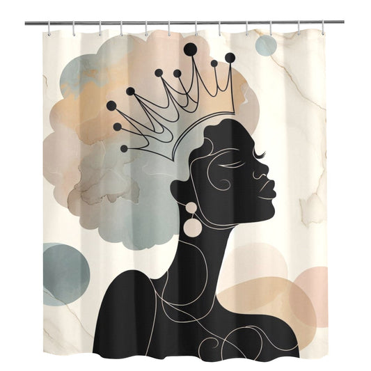 Afro Royalty Shower Curtain Collection – Black Queen Silhouette Art for Bathroom Décor - 18298497