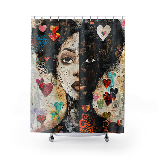 Shower Curtain  - Black Girl Art - Velvet's View - Heartfelt Reflections Collection -- #2018