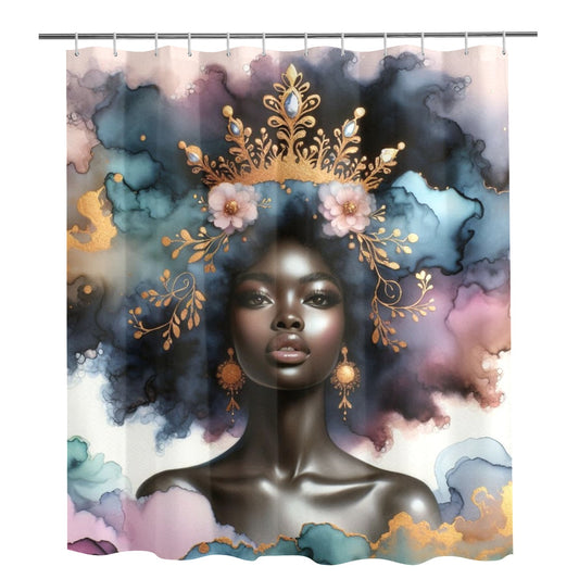 Afro Royalty Shower Curtain Collection – Black Queen Art Bathroom Decor By Velvet's View -0213b22a1
