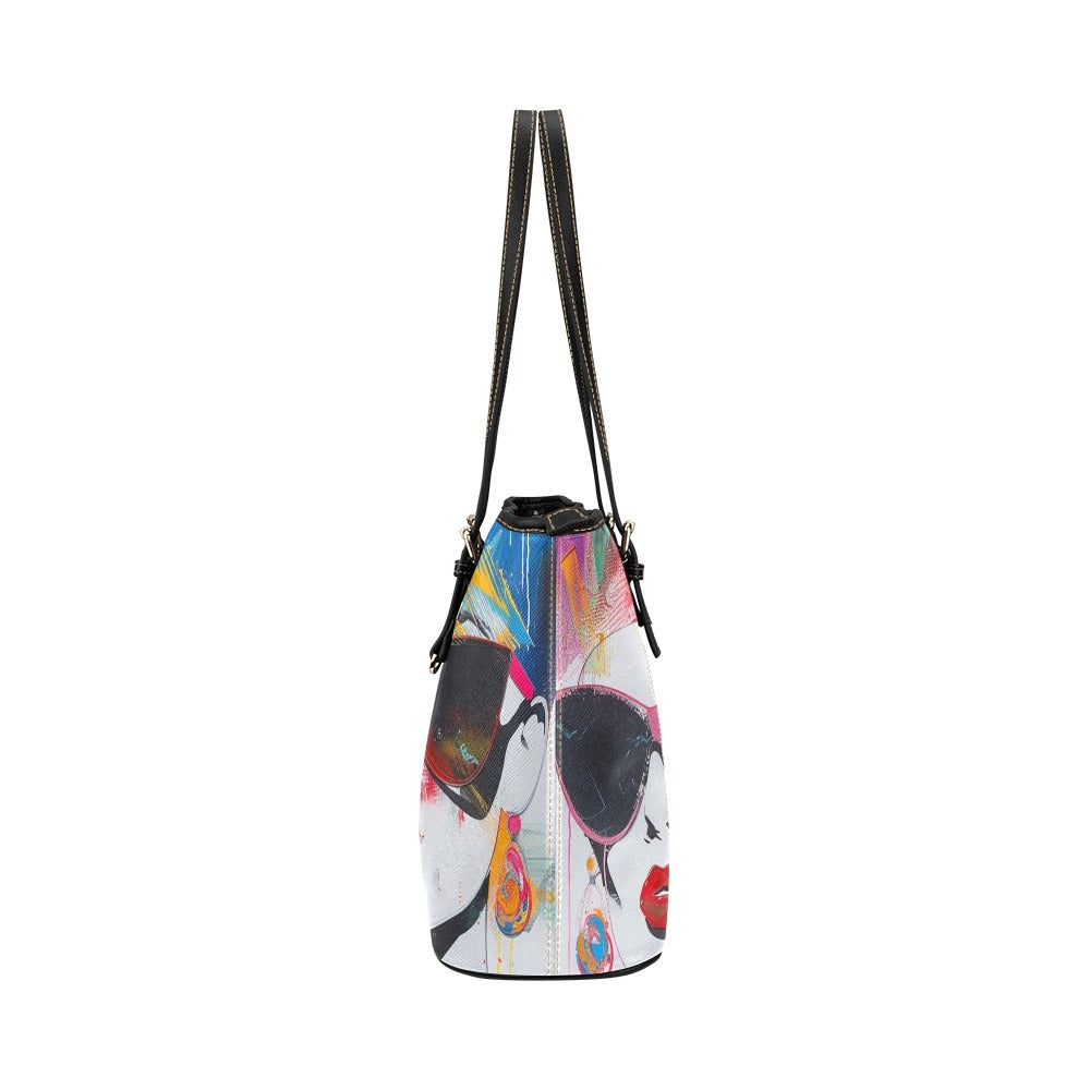 Fashion Queens: A Digital Art Collection - Leather Tote Bag/Large (Model 1651) - #2012 Leather Tote Bag/Large (Model 1651)