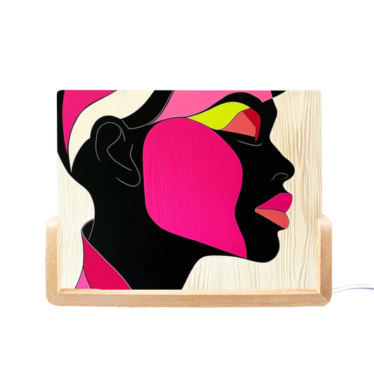 Radiant Expressions: The Bold Faces Collection - Acrylic Photo Night Light 8"x6"(U-Shaped Beech Base) - #2011