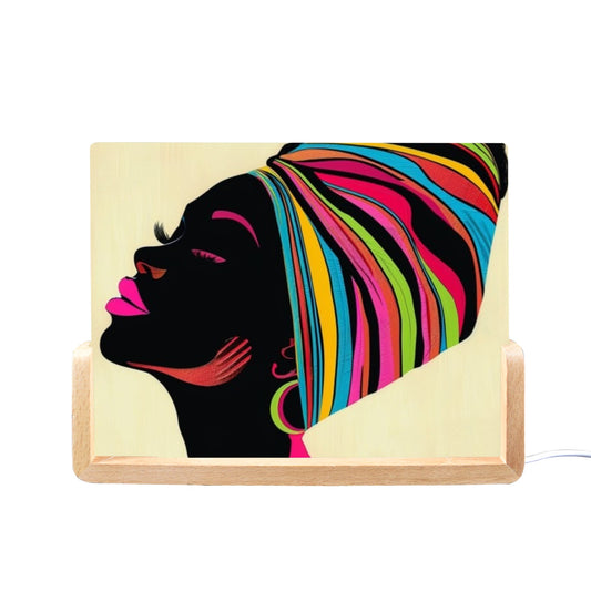 Radiant Expressions: The Bold Faces Collection - Acrylic Photo Night Light 8"x6"(U-Shaped Beech Base) - #2014