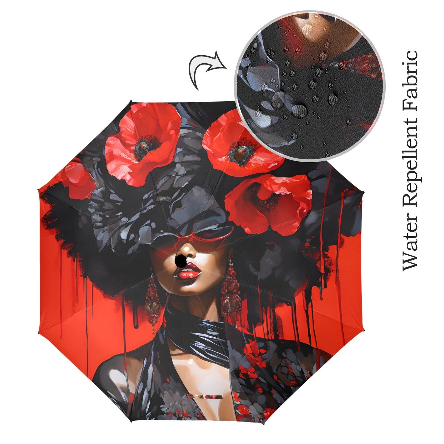 Bold Elegance: The Poppy Collection - Semi-Automatic Foldable Umbrella (Model U12) - #2022