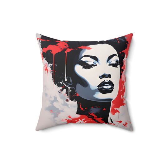 Spun Polyester Square Pillow   - Black Girl Art - Velvet's View - Vibrant Visions Collection
