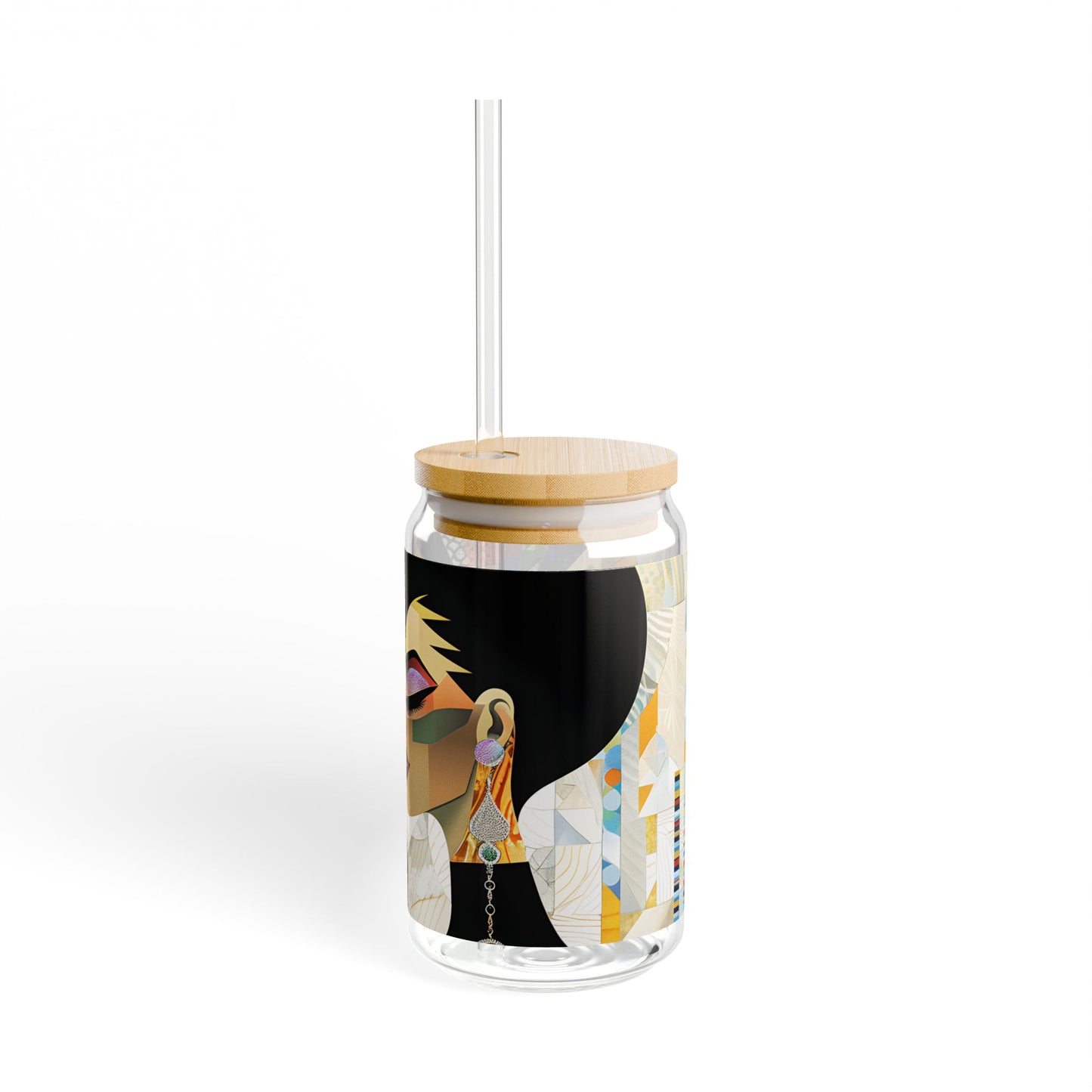Sipper Glass - Black Girl Art - Velvet's View - Vibrant Visions - The Bohemian Collection - 16oz