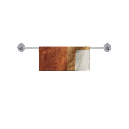 Modern Geometric Bathroom Set | Gold & Red Abstract Shower Curtain | Bold Afro-Inspired Bath Décor - Square Towel 13“x13” – L539328