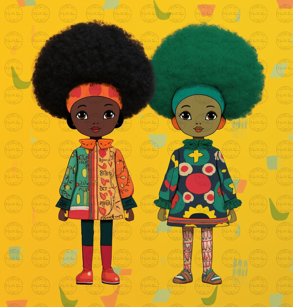 Black Girl Art - Kids Digital Art - Velvet's View - African Dolls - A Pop Art Tale of Style and Smiles 707