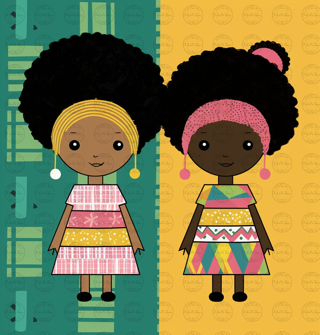 Black Girl Art - Kids Digital Art - Velvet's View - African Dolls - A Pop Art Tale of Style and Smiles 710