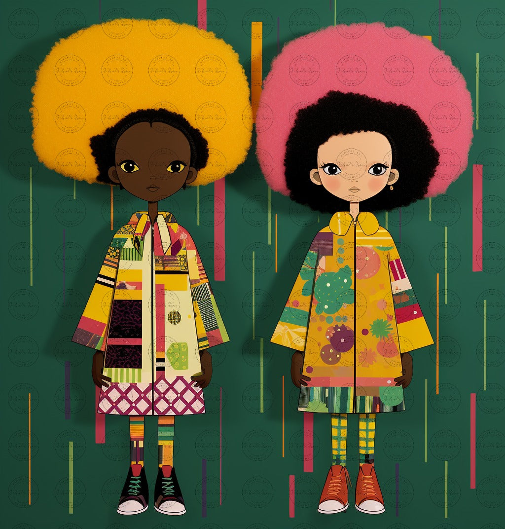 Black Girl Art - Kids Digital Art - Velvet's View - African Dolls - A Pop Art Tale of Style and Smiles 711