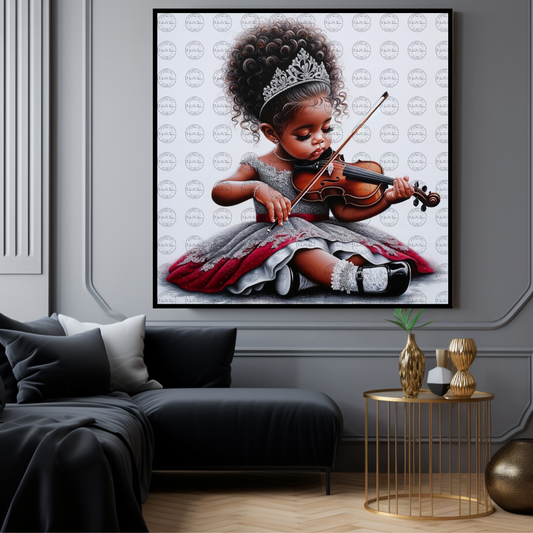 Black Girl Art - Kids Digital Art - Velvet's View - Harmony in Innocence: Baby Musician 769