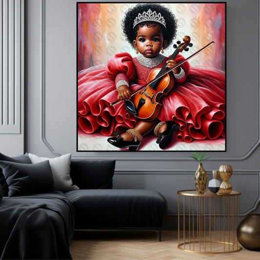 Black Girl Art - Kids Digital Art - Velvet's View - Harmony in Innocence: Baby Musician 760