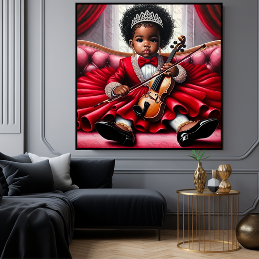 Black Girl Art - Kids Digital Art - Velvet's View - Harmony in Innocence: Baby Musician 761