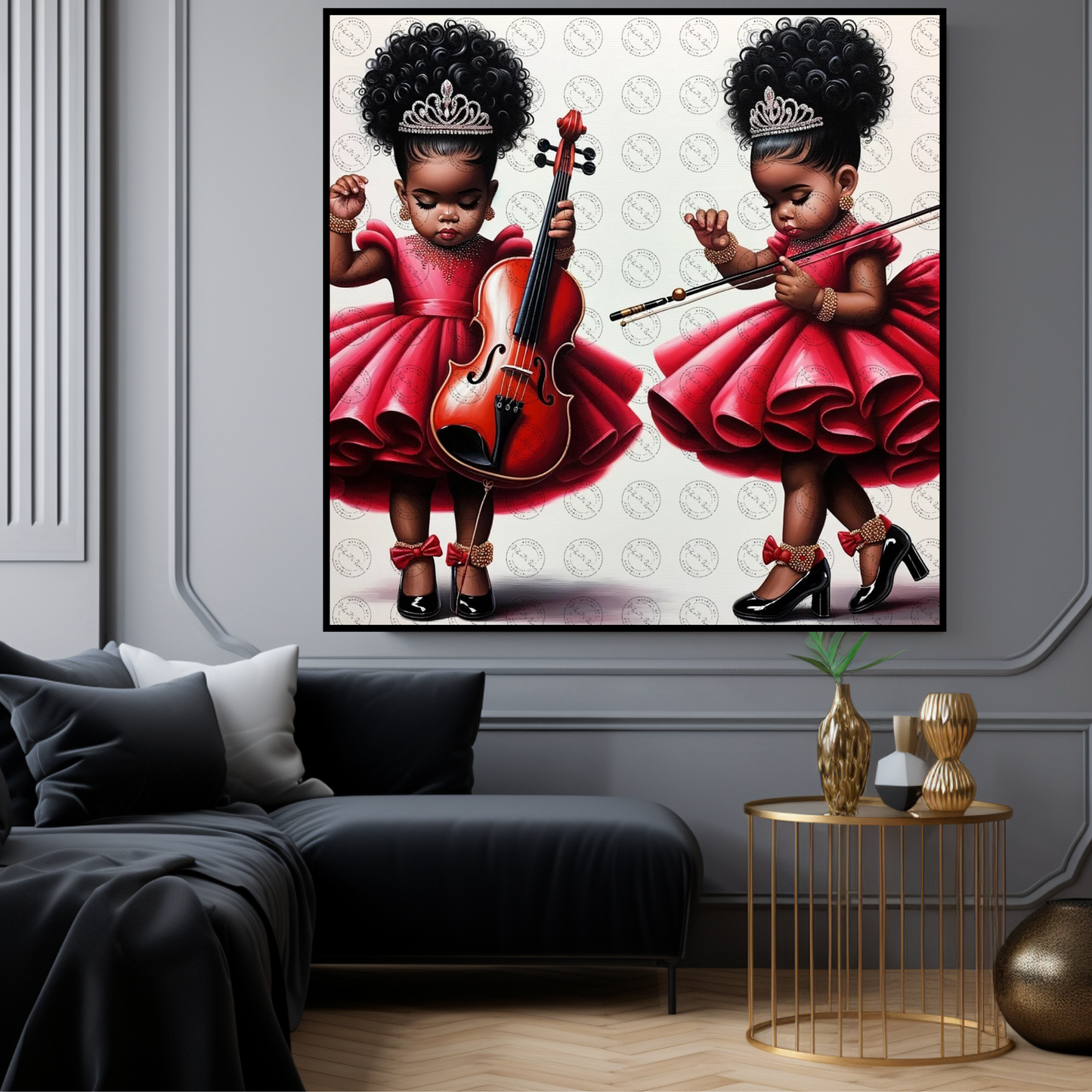 Black Girl Art - Kids Digital Art - Velvet's View - Harmony in Innocence: Baby Musician 762